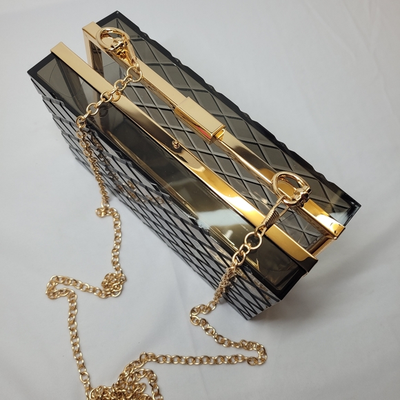 Acrilic Transparent Gold Star Evening Bag Purses Clutch Banquet Handbag - Picture 3 of 16